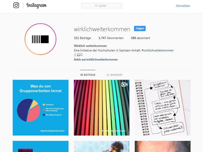 Screenshot Instagram-Profil Wirklich weiterkommen