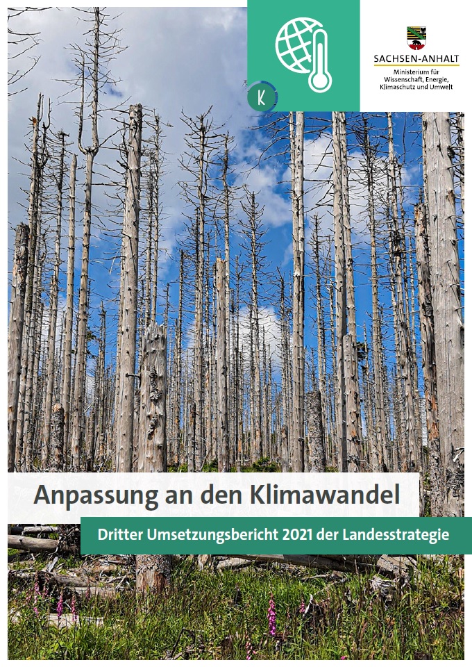 Anpassung an den Klimawandel: Dritter Umsetzungsbericht 2021 der Landesstrategie; Beim Anklicken des Bildes startet der Download (PDF, 2 MB)