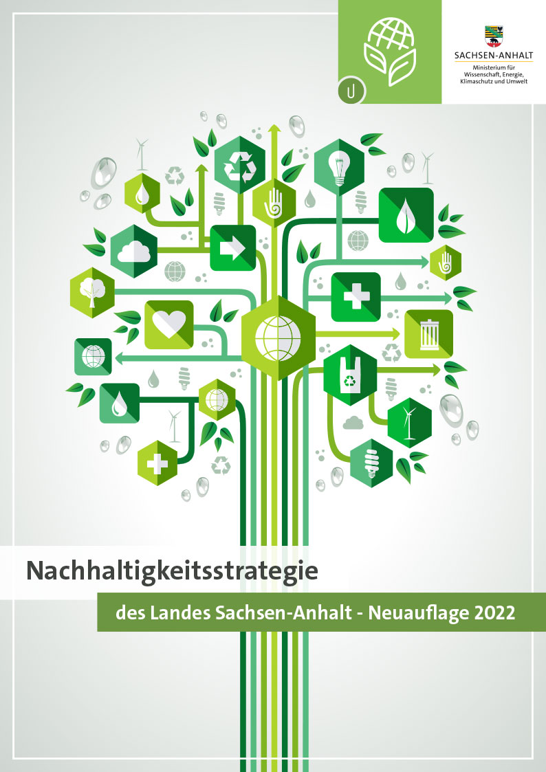 Titelseite der Nachhaltigkeitsstrategie des Landes Sachsen-Anhalt 2022
