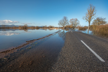 Überflutete Landstraße