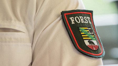 Aufnäher mit Landeswappen Sachsen-​Anhalt und dem Schriftzug FORST
